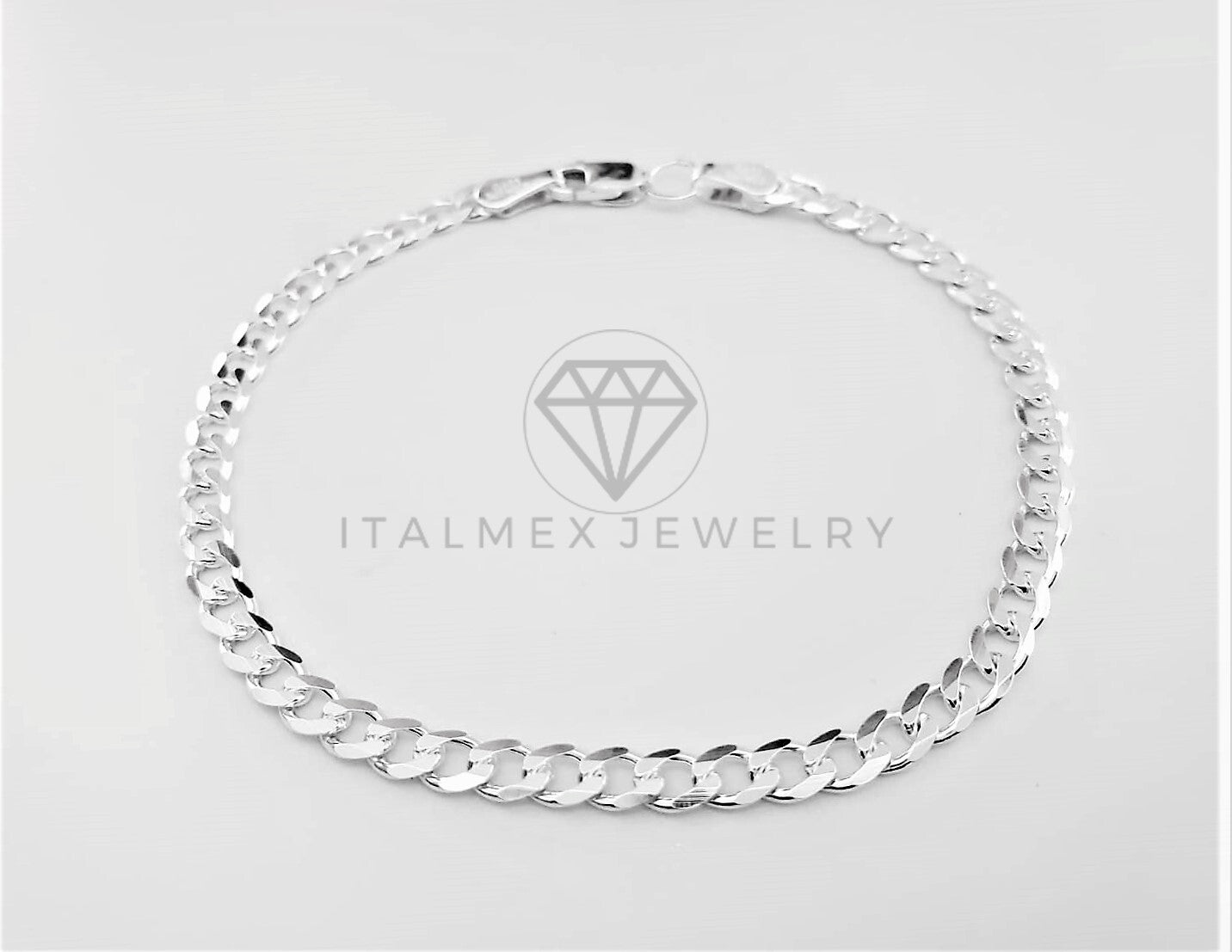 Pulsera de Lujo - 103265 - Diseño Cubana 4mm/8" Plata Fina .925