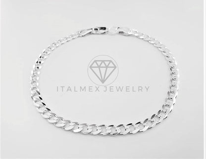 Pulsera de Lujo - 103265 - Diseño Cubana 4mm/8" Plata Fina .925