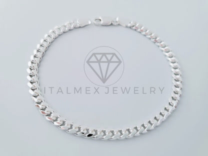 Pulsera de Lujo - 104838 - Diseño Cubana Miami 4mm/7 Pulgadas Plata Fina .925