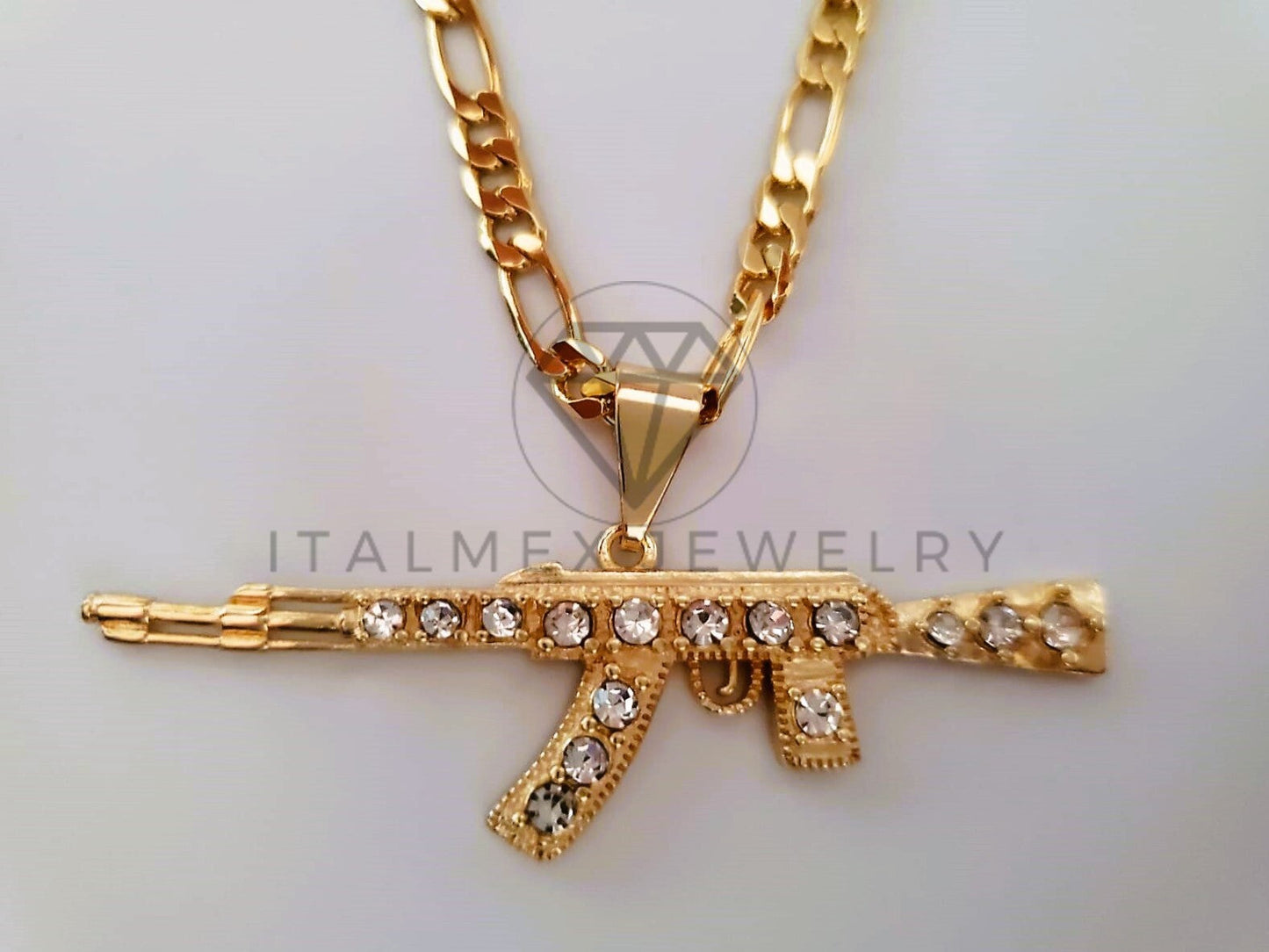 Dije Elegante - 104598 - Estilo AK 47 CZ Clara Oro Laminado 18K