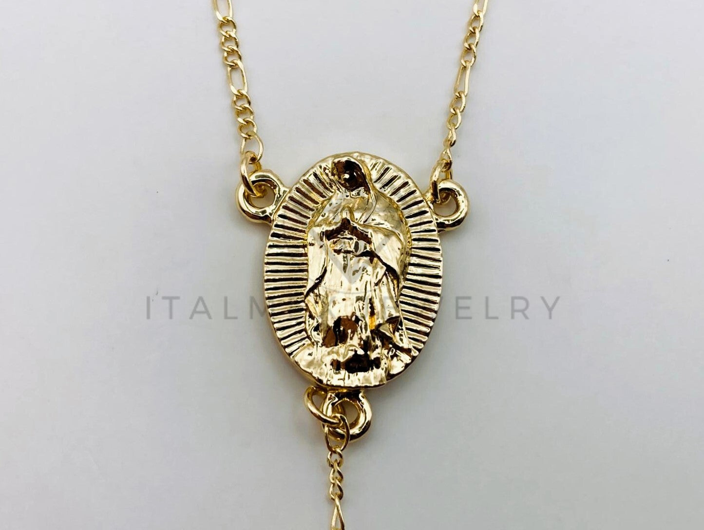 Rosario de Lujo - 105618 - Estilo Diamantado con Medalla Virgen 3 Oros Oro Laminado 18K