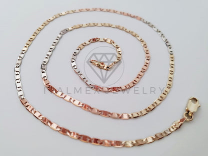 Cadena Clásica - 104937 - Estilo Gucci Rayada 2.5mm/20" Florentina Oro Laminado 18K