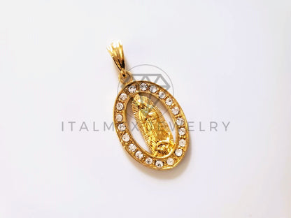Dije Elegante - 104161 - Medalla Virgen Guadalupe Circonia Clara Oro Laminado 18K