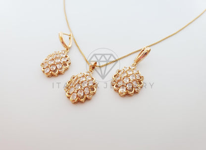 Juego de Lujo - 100616 - Diseño de CZ Color Claro Oro Laminado 18K