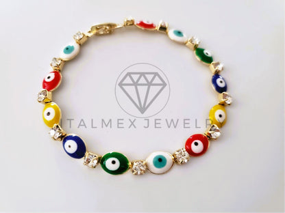 Pulsera Elegante - 104216 - Pulsera Ojo Turco Oval Colores Oro Laminado 18K