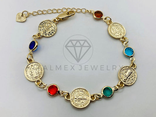 Pulsera de Lujo - 105811 - Pulsera Moneda San Benito Oro Laminado 18K