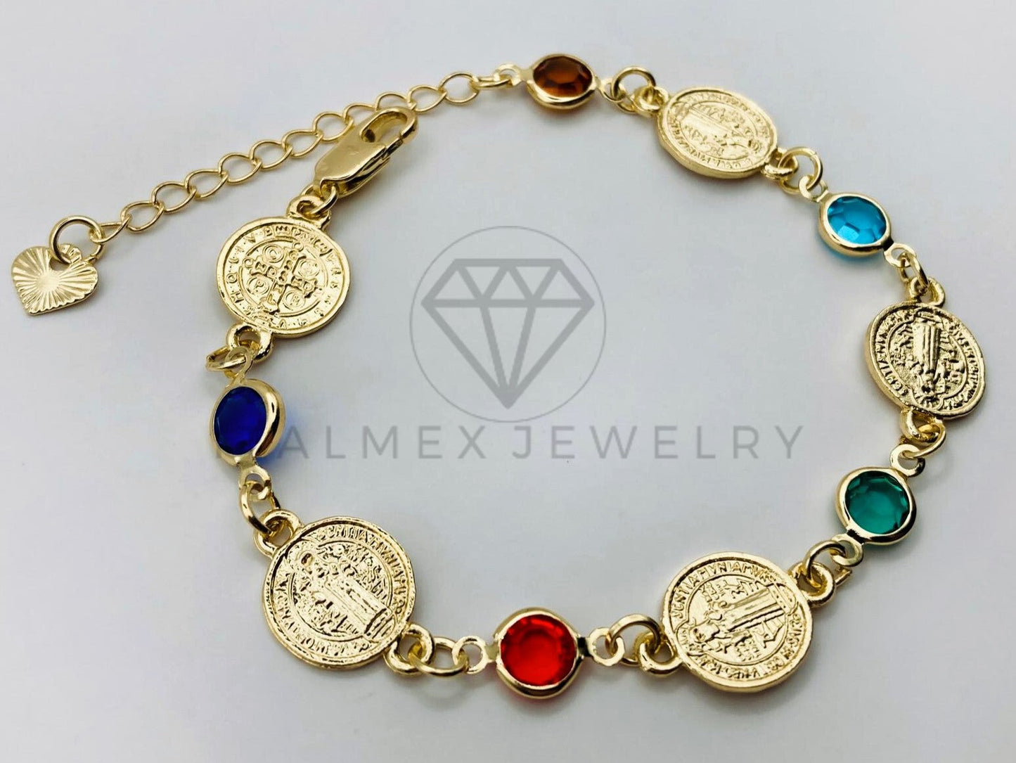 Pulsera de Lujo - 105811 - Pulsera Moneda San Benito Oro Laminado 18K