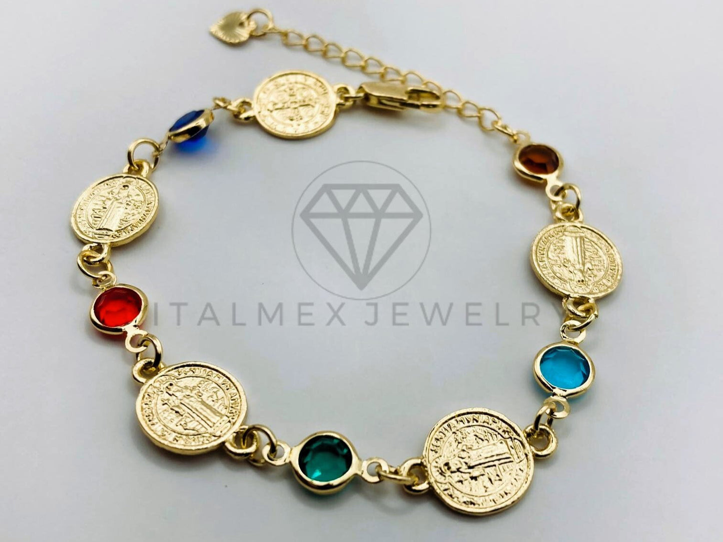 Pulsera de Lujo - 105811 - Pulsera Moneda San Benito Oro Laminado 18K