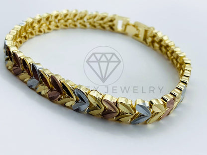 Pulsera de Lujo - 105822 - Pulsera Eslabones Corazon Oro Laminado 18K