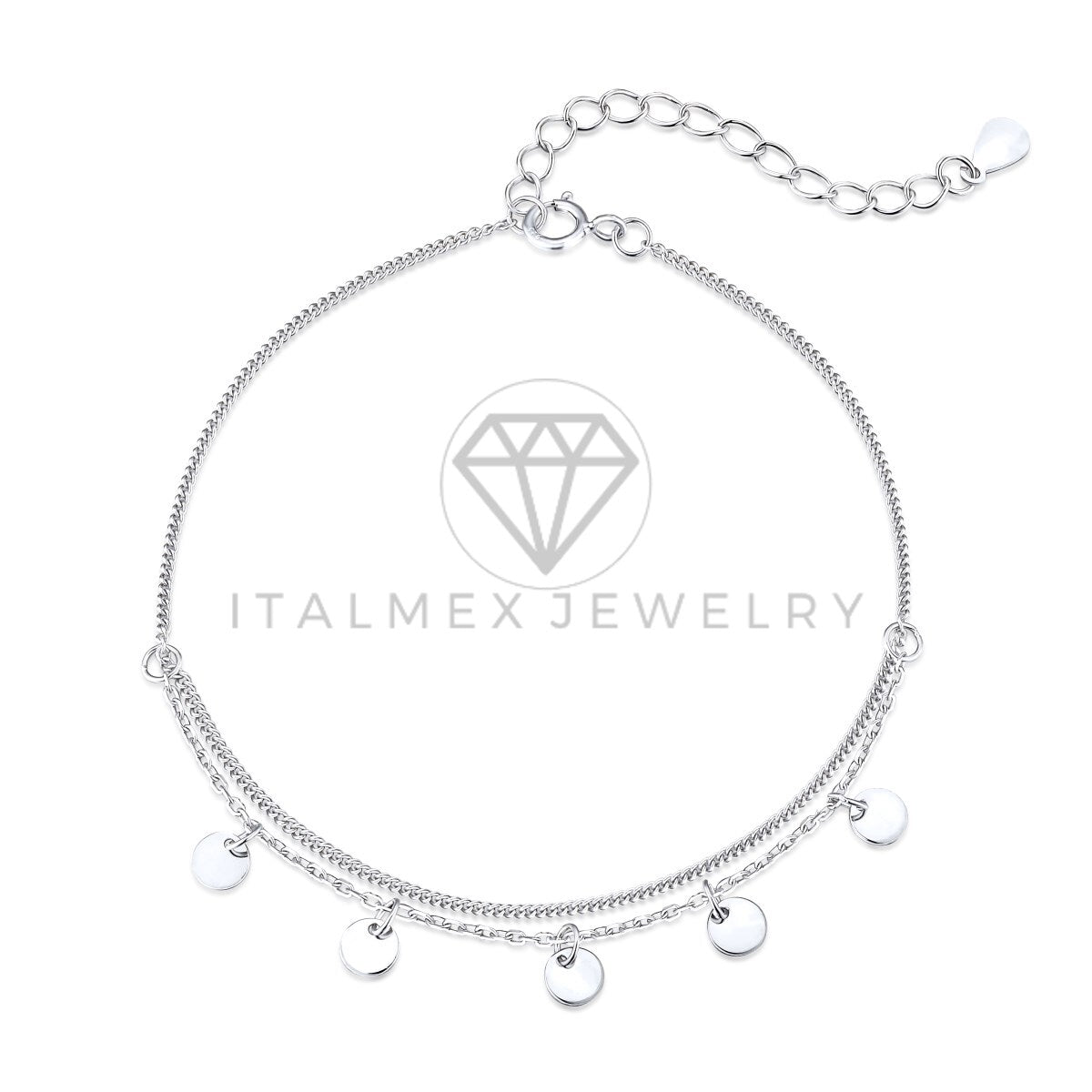 Pulsera de Lujo - 103615 - Diseño Ajustable Bolitas Plata Fina .925