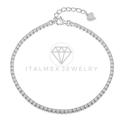 Pulsera de Lujo - 103609 - Diseño de Hilera Circonia Clara Plata Fina .925