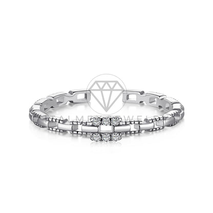Anillo de Dama - 103607 - Anillo Ajustable Diseñador CZ Claro Plata .925