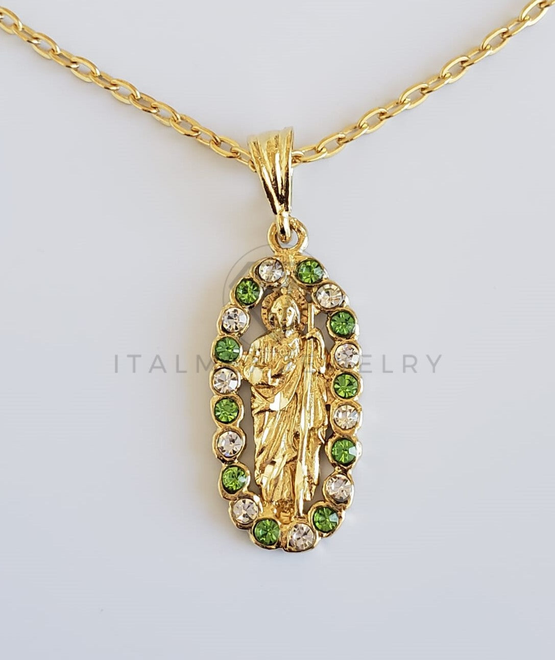 Dije Religioso - 100389.390.391.392.546.547 - Medalla San Judas con Circonia Tamaño Chico Oro Laminado 18K