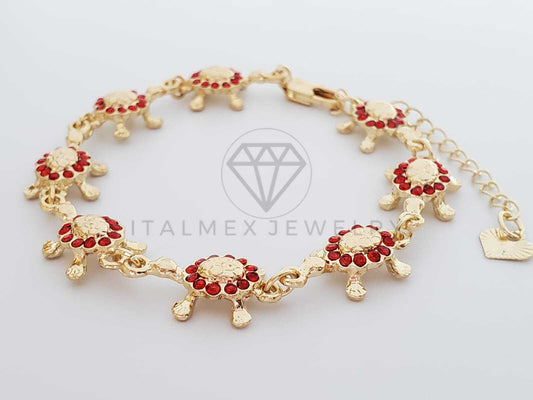 Pulsera de Lujo - 100195 - Diseño Tortugas CZ Roja Oro Laminado 18K