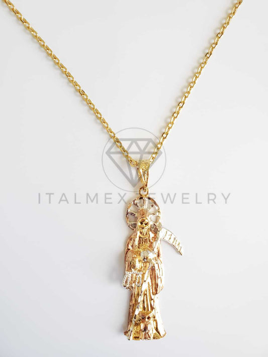 Dije Religioso - 100486.100487 - Santa Muerte Tamaño Extra Grande Oro Laminado 18K