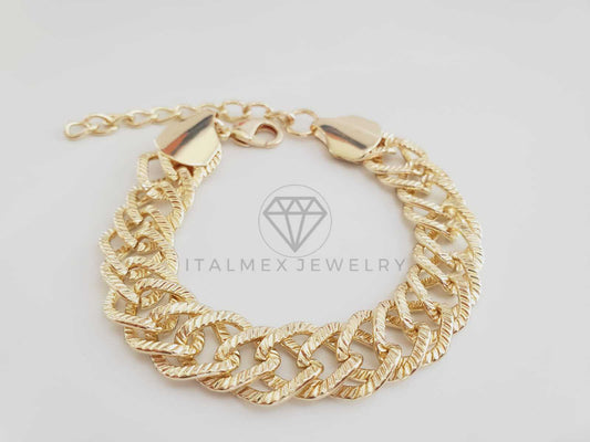 Pulsera Ajustable - 102723 - Diseño Double Link 13mm/9" Oro Laminado 18K