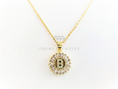 Collar Elegante - 102612 - Collar Inicial "B" Con CZ Clara Oro Laminado 18K