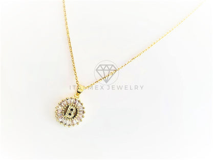Collar Elegante - 102612 - Collar Inicial "B" Con CZ Clara Oro Laminado 18K