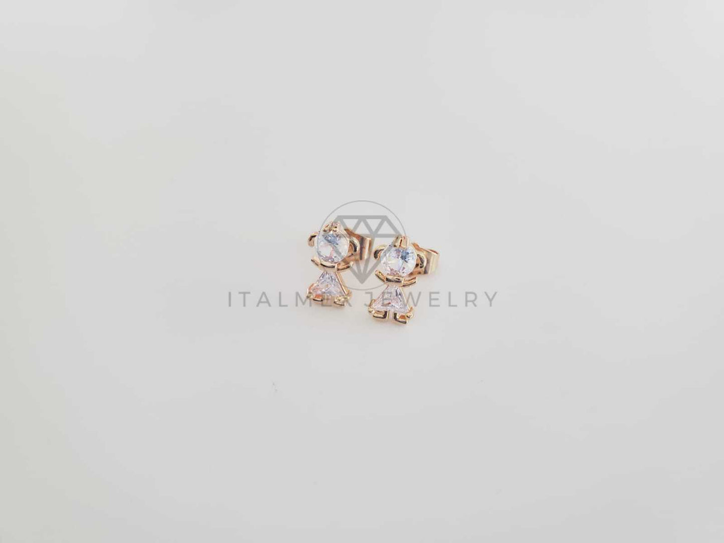 Broquel de Lujo - 102440 - Diseño de Niña CZ Clara Oro Laminado 18K