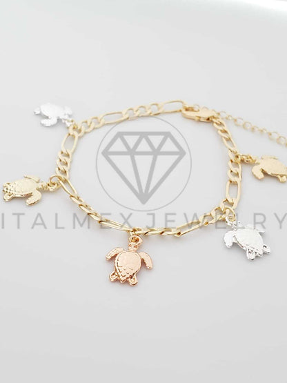 Pulsera Elegante - 100155 - Diseño de Tortugas de Mar de 3 Colores Oro Laminado 18K