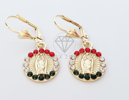 Arete Elegante - 100763 - Diseño de Virgen con CZ Tricolor Oro Laminado 18K