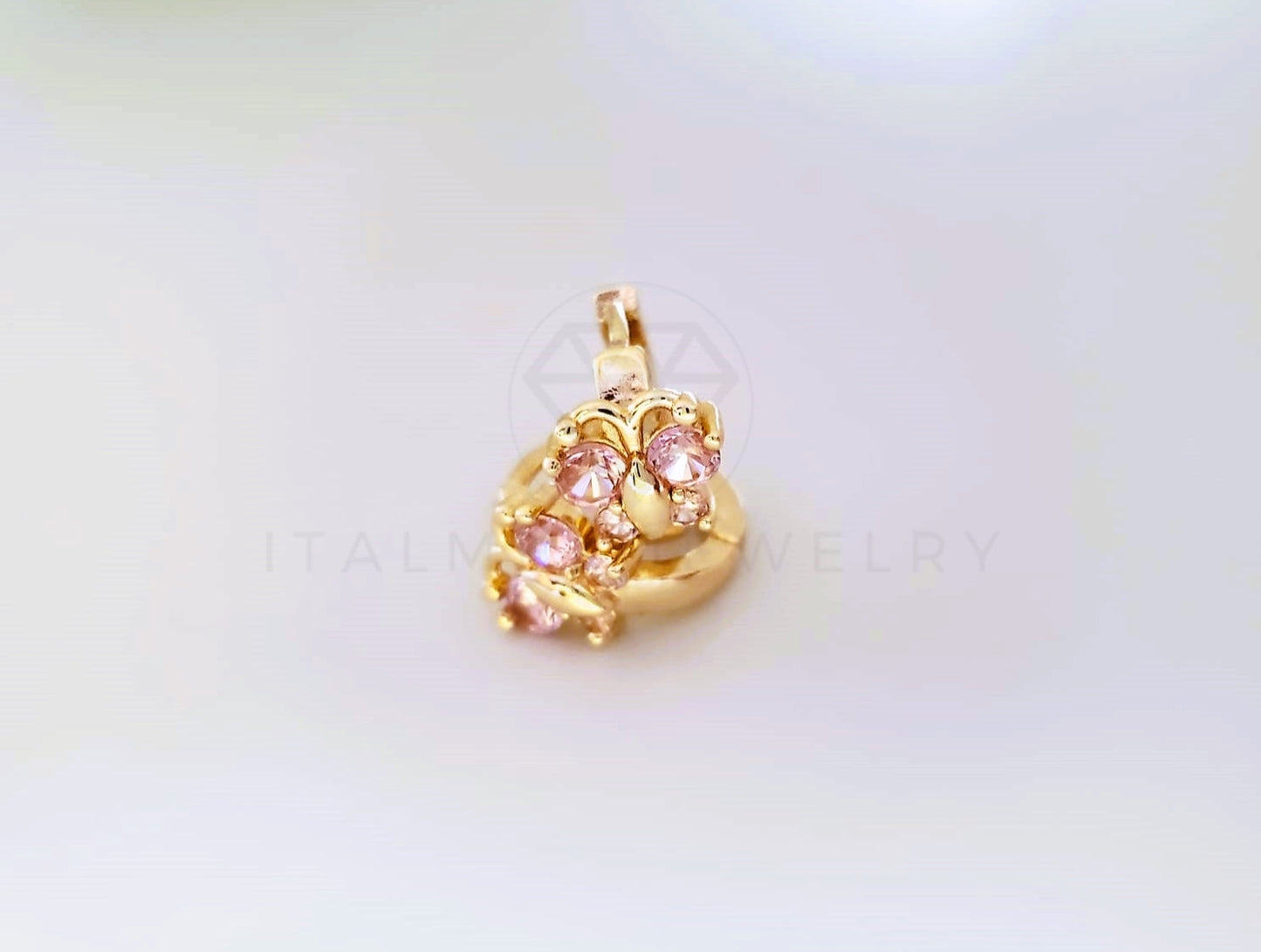 Huggie de Lujo - 104005 - Diseño de Mariposa CZ Rosa Oro Laminado 18K