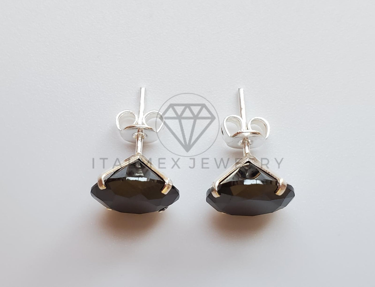 Broquel de Lujo - 101705 - Recto 10mm CZ Negra Plata .925