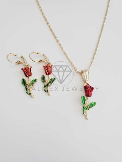 Juego de Lujo - 102372 - Diseño de Rosas Colores Oro Laminado 18K