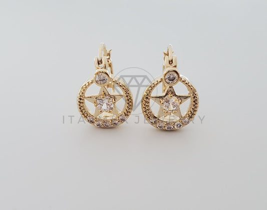 Huggie de Lujo - 100521 - Diseño de Estrella CZ Clara Oro Laminado 18K