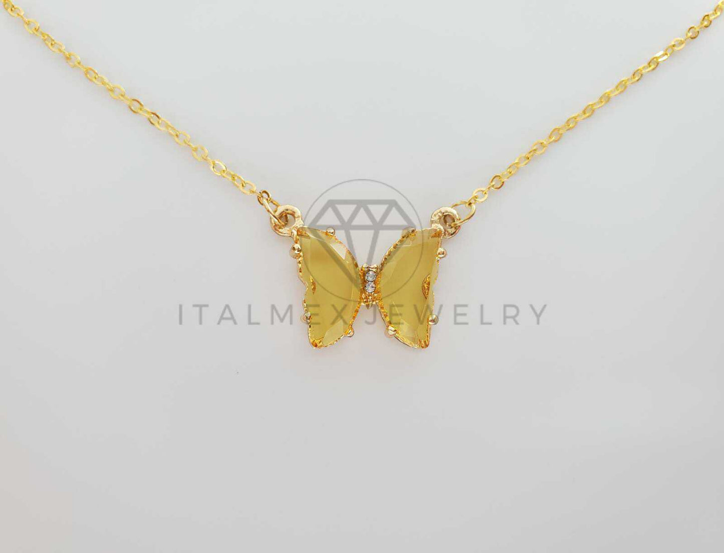 Collar Elegante - 101578 - Collar Mariposa CZ Amarilla Oro Laminado 18K