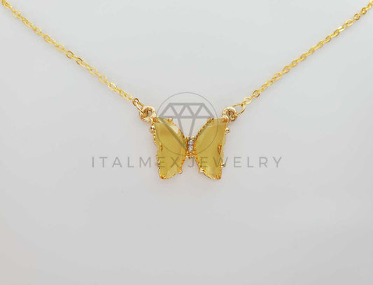 Collar Elegante - 101578 - Collar Mariposa CZ Amarilla Oro Laminado 18K