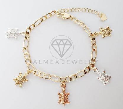 Pulsera Elegante - 100160 - Diseño de Tortugas de 3 Colores Oro Laminado 18K