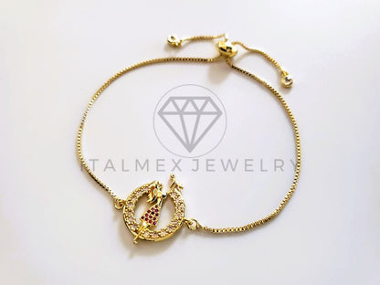 Pulsera de Lujo - 103726 - Diseño Ajustable Madre y Bebé CZ Color Oro Laminado 18K