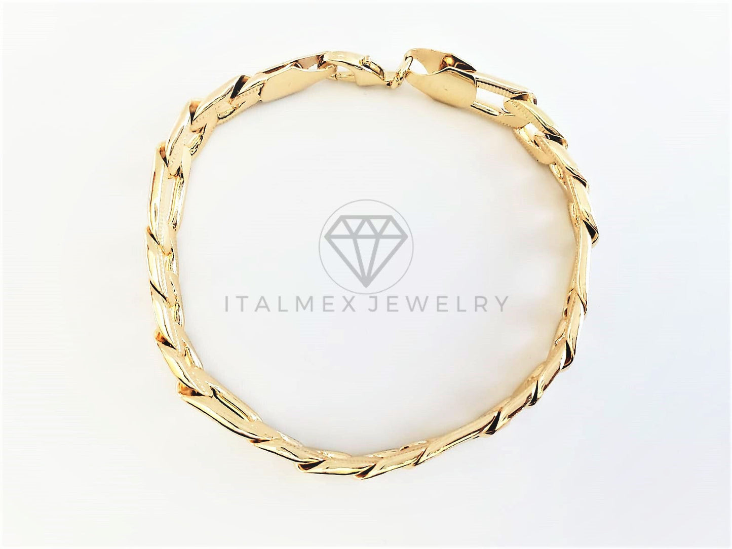 Pulsera Ajustable - 102862 - Diseño Figaro Link Diamantada 10mm/9" Oro Laminado 18K