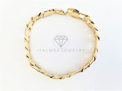 Pulsera Ajustable - 102862 - Diseño Figaro Link Diamantada 10mm/9" Oro Laminado 18K