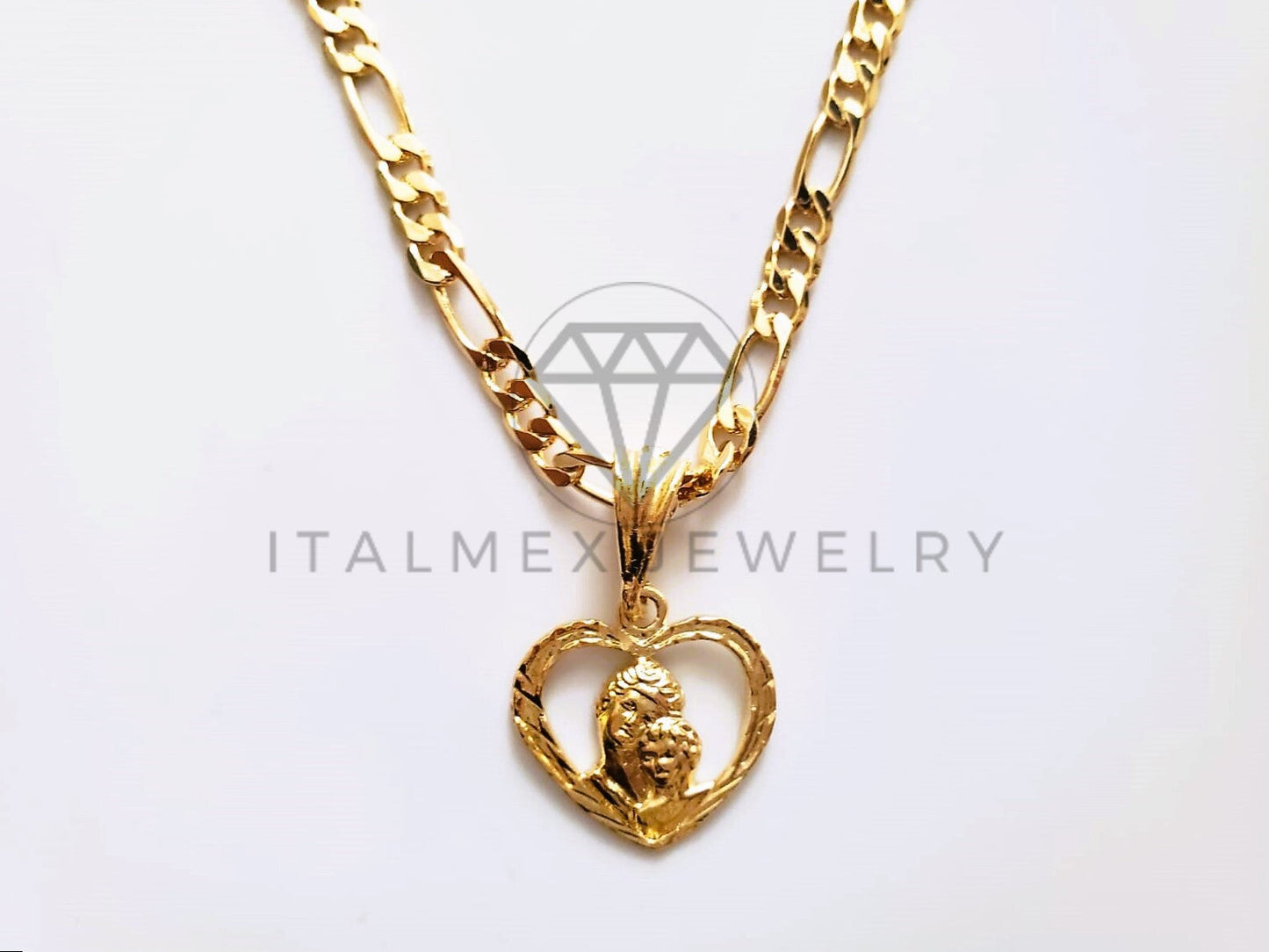 Dije de Lujo - 104185 - Dije Corazón Madre e Hijo Oro Laminado 18K