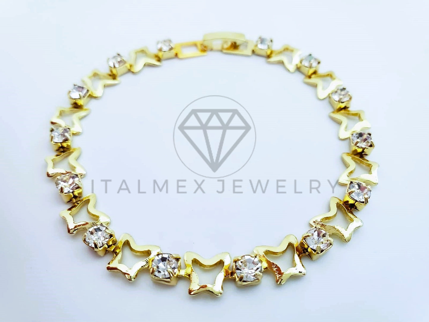 Pulsera Elegante - 103587 - Pulsera Mariposas con Circonia Clara Oro Laminado 18K