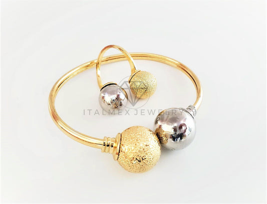 Aro de Lujo - 103104 - Diseño de Bola con Anillo Ajustable Oro Laminado 18K