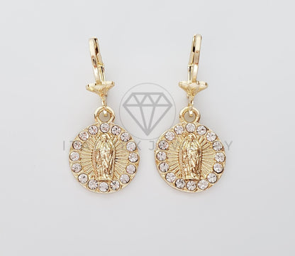 Arete Elegante - 100761 - Diseño de Virgen con CZ Clara Oro Laminado 18K