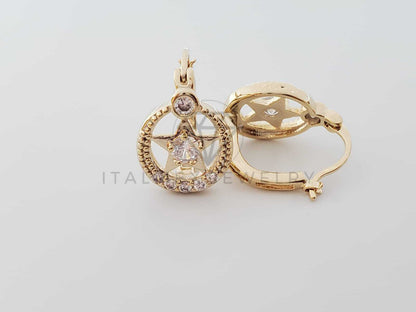 Huggie de Lujo - 100521 - Diseño de Estrella CZ Clara Oro Laminado 18K