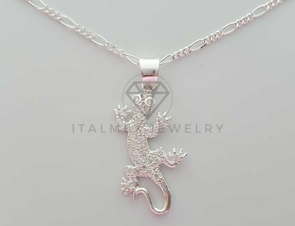 Dije No Religioso - 101923 - Diseño Lagartija CZ Clara Plata Fina .925