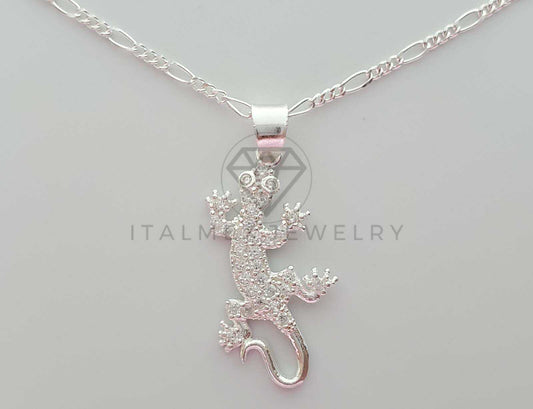 Dije No Religioso - 101923 - Diseño Lagartija CZ Clara Plata Fina .925