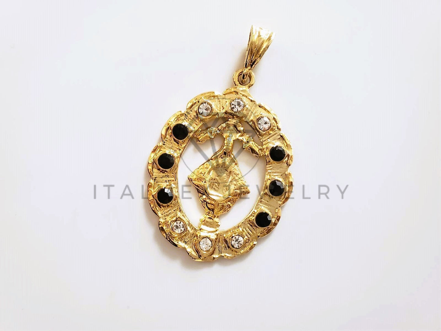 Dije Elegante - 104152 - Medalla Virgen San Juan de los Lagos CZ Bicolor Oro Laminado 18K