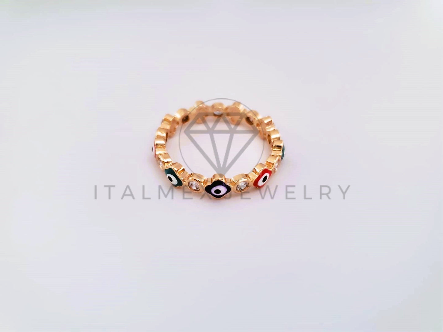 Anillo de Lujo - 103909 - Anillo Ojo Turco Flor Color Oro Laminado 18K