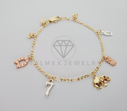 Pulsera Elegante - 101462 - Diseño de las 7 Potencias de 3 Colores Oro Laminado 18K