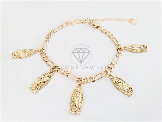 Pulsera Elegante - 102847 - Diseño de Virgen de Guadalupe Dorada Oro Laminado 18K