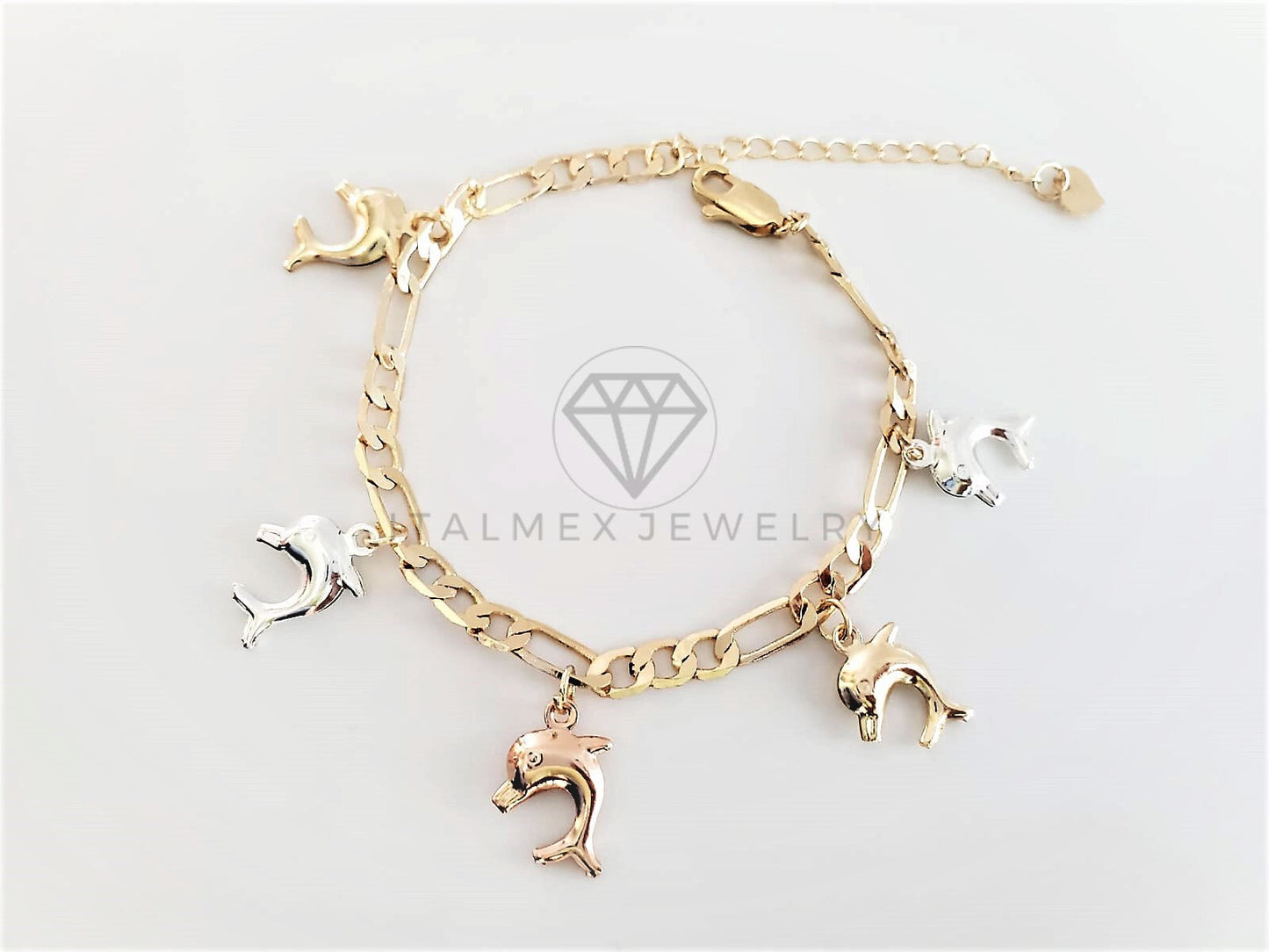 Pulsera Elegante - 100156 - Diseño de Delfines 3 Colores Oro Laminado 18K