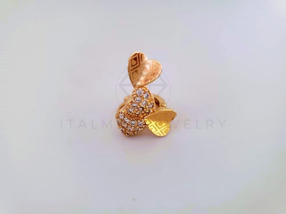 Huggie de Lujo - 104030 - Estilo Corazón Arenado CZ Clara Oro Laminado 18K