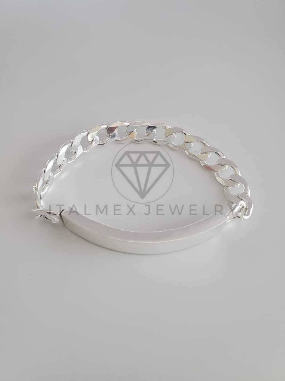 Pulsera de Lujo - 102177 - Esclava Cubana Placa Militar 10mm Plata Fina .925