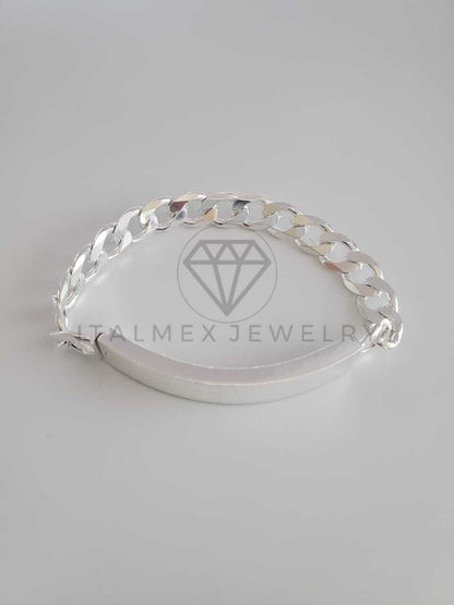 Pulsera de Lujo - 102177 - Esclava Cubana Placa Militar 10mm Plata Fina .925